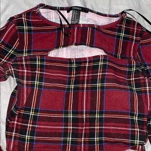Plaid Long Sleeve Crop Top